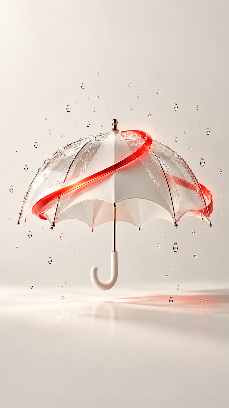 Şeffaf şemsiye üzerinde kırmızı fırtına halkası — Umbrella Digital imza görseli