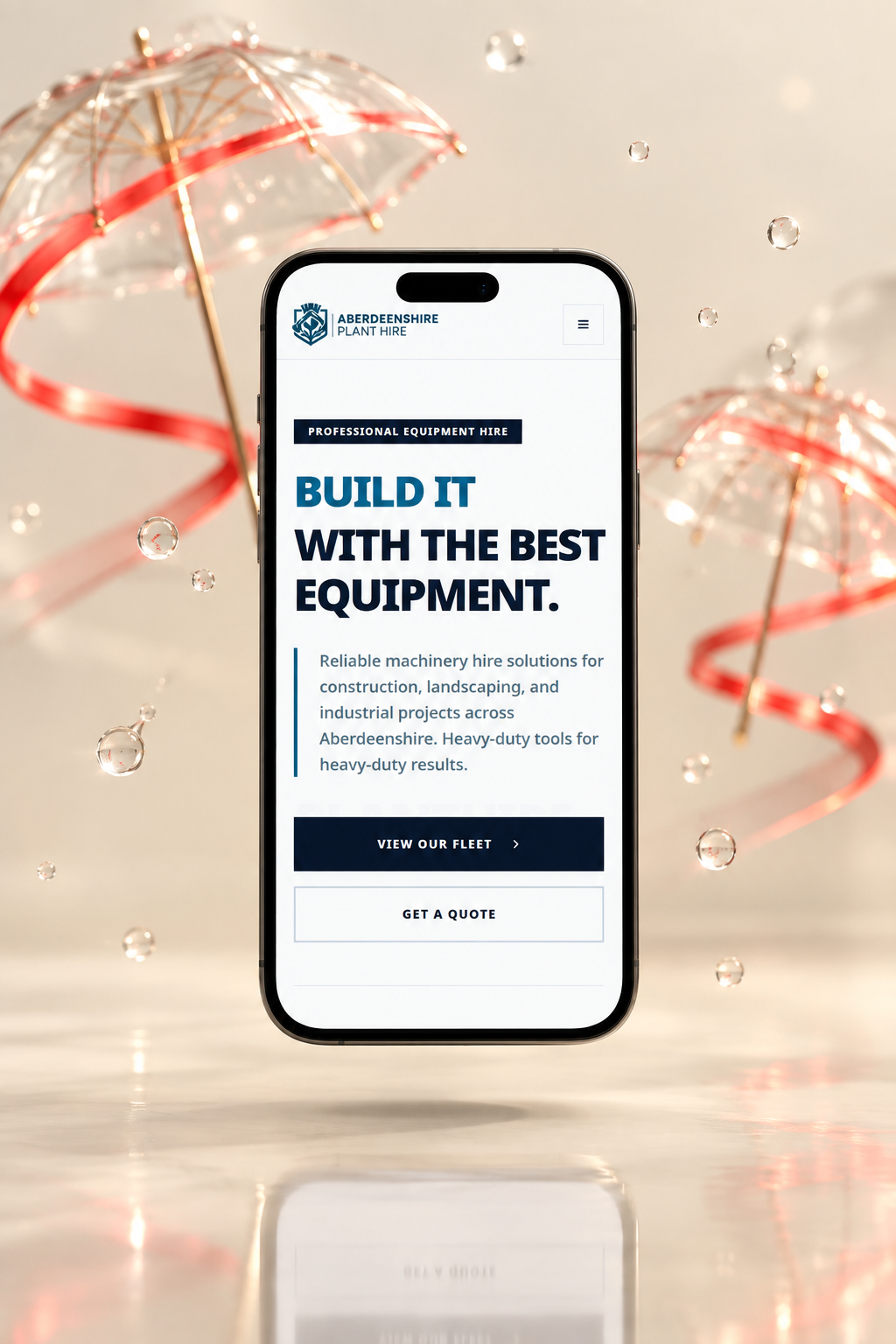 Aberdeenshire Plant Hire — mobile interface view