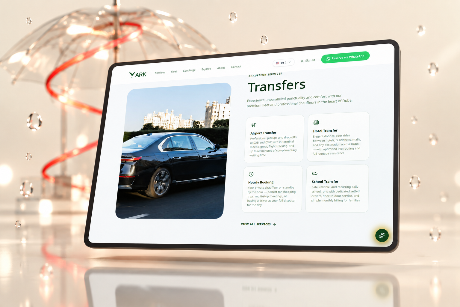 ARK Dubai — détails de l'interface ordinateur