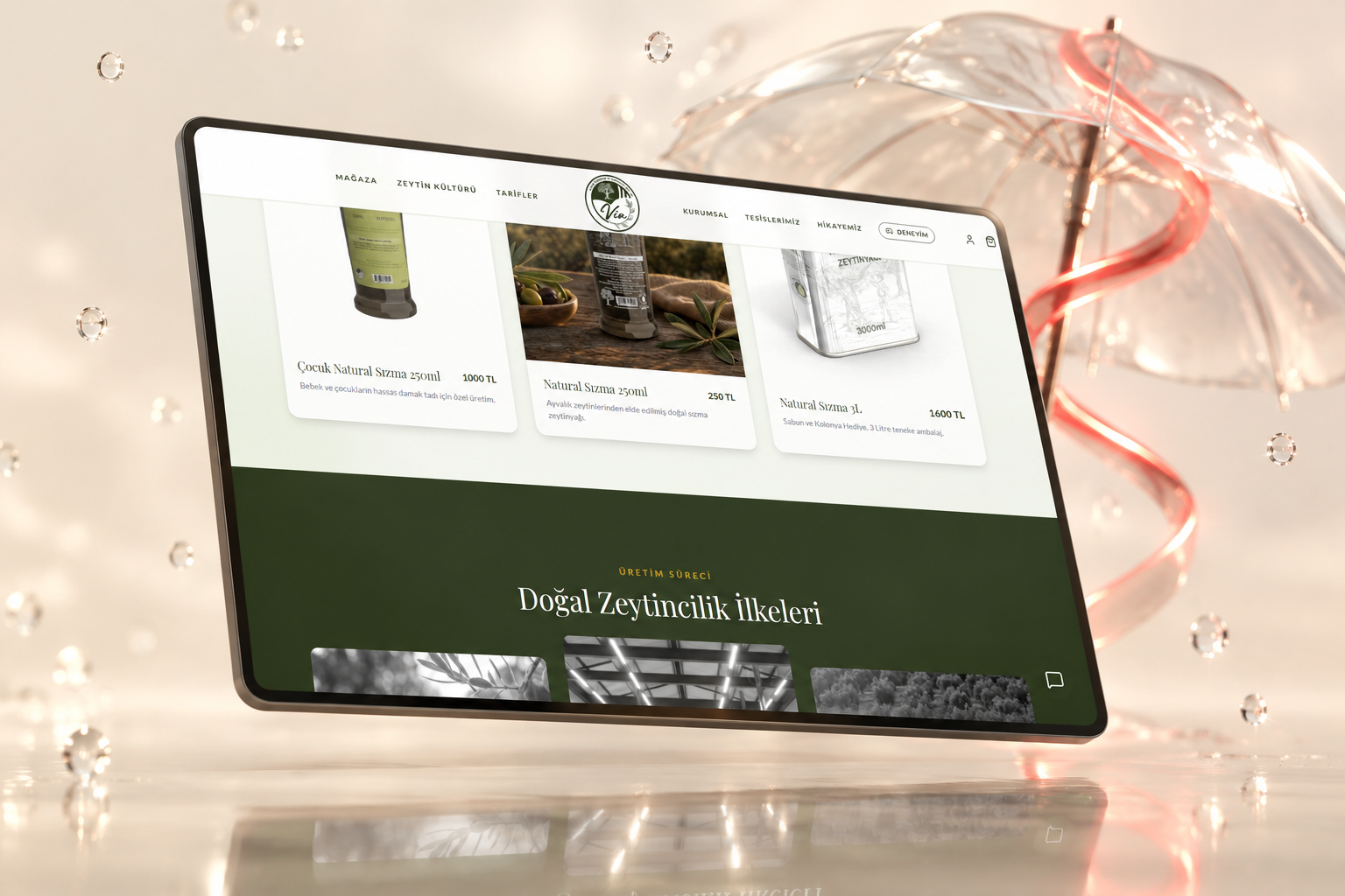 Ayvalık Zeytincilik — desktop interface details