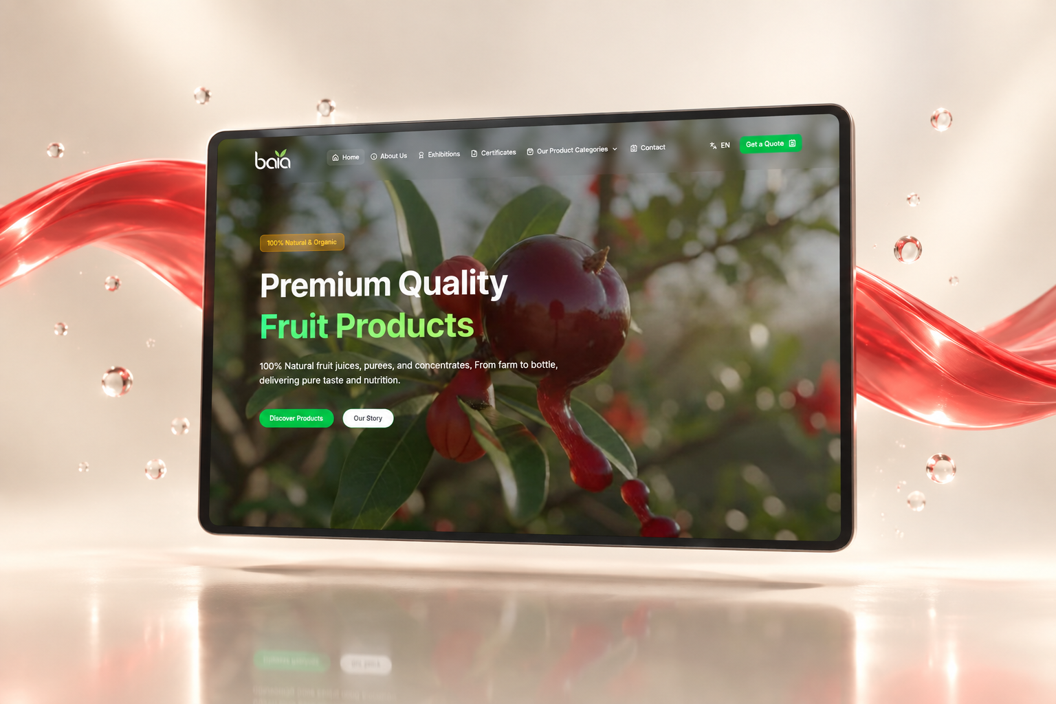 Baia Bio — desktop web design