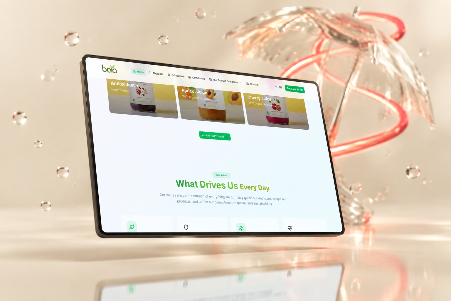 Baia Bio — desktop interface details