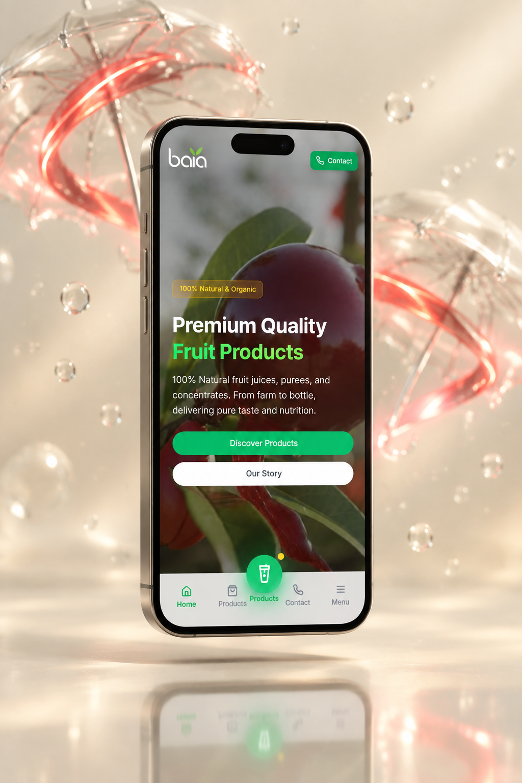 Baia Bio — mobile interface view