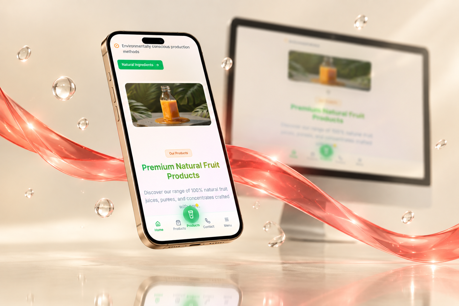 Baia Bio — desktop and mobile design presented together