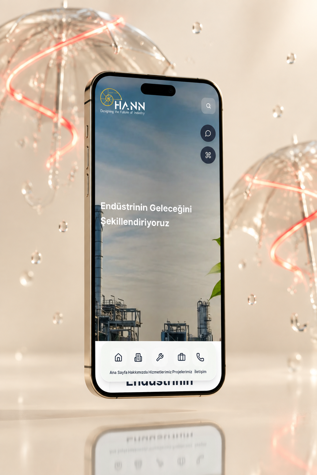 Hann Industrial — mobil arayüz görünümü