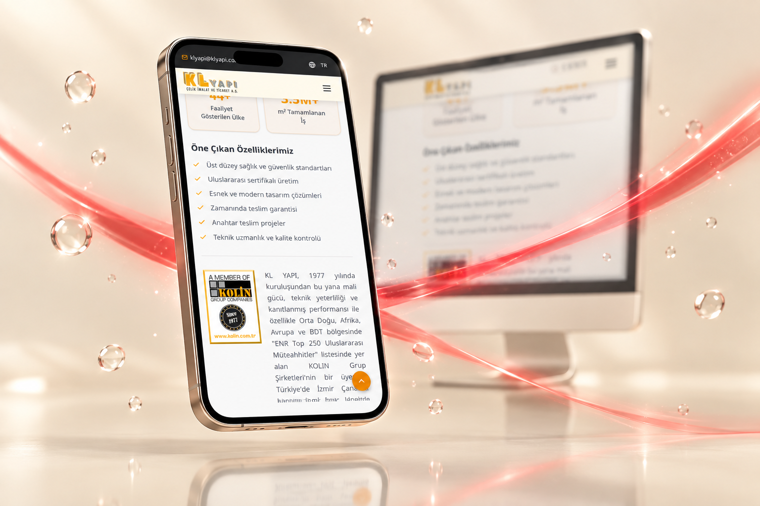 KL YAPI — masaüstü ve mobil tasarımın birlikte sunumu