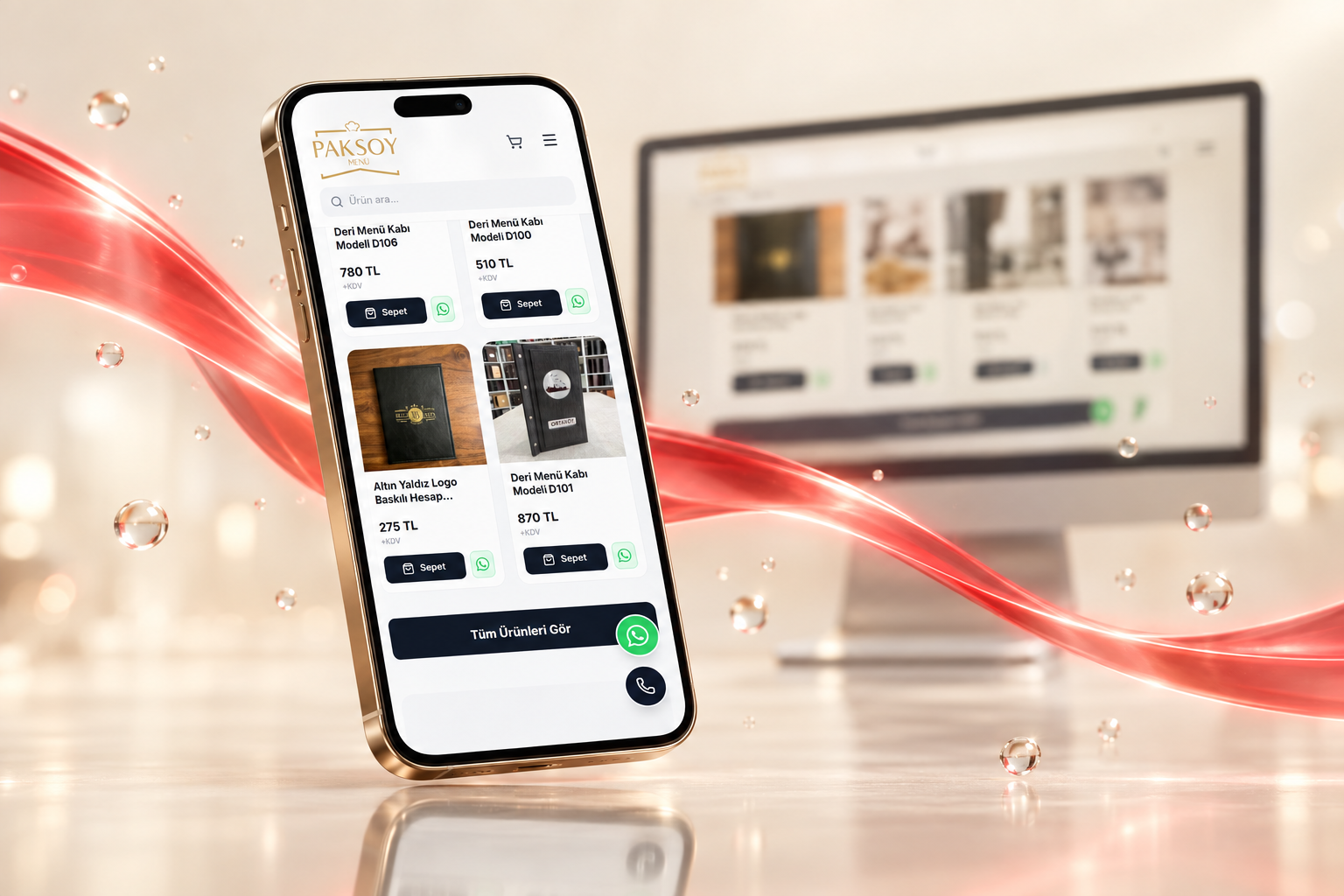 Paksoy Menu — desktop and mobile design presented together