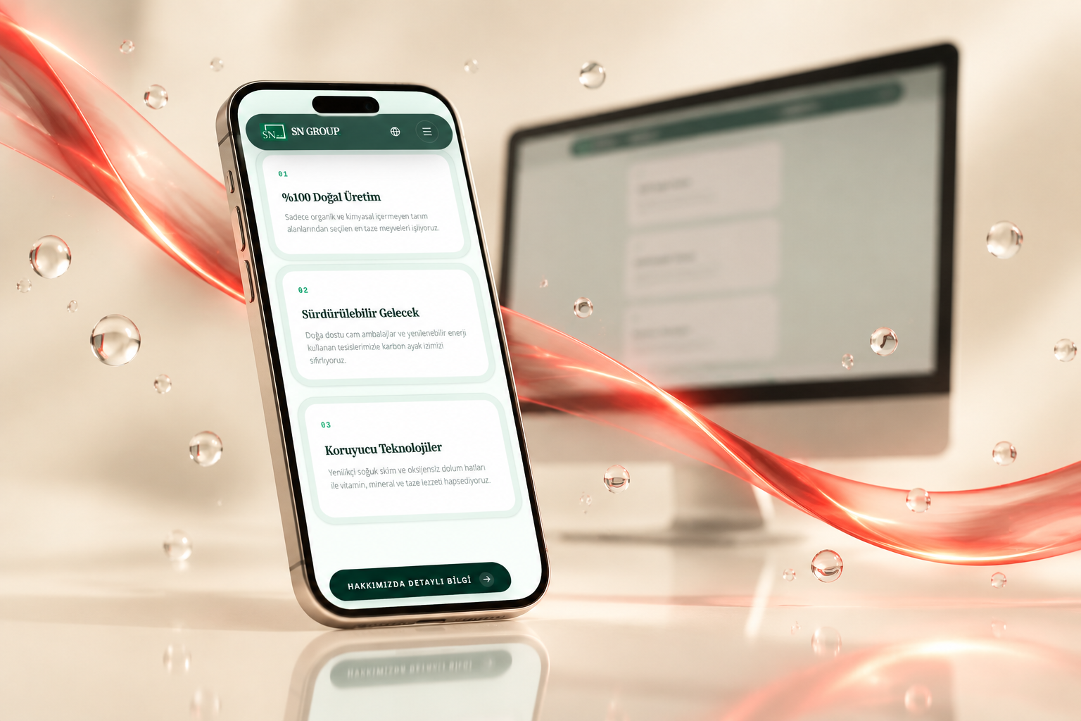 SN Group — desktop and mobile design presented together