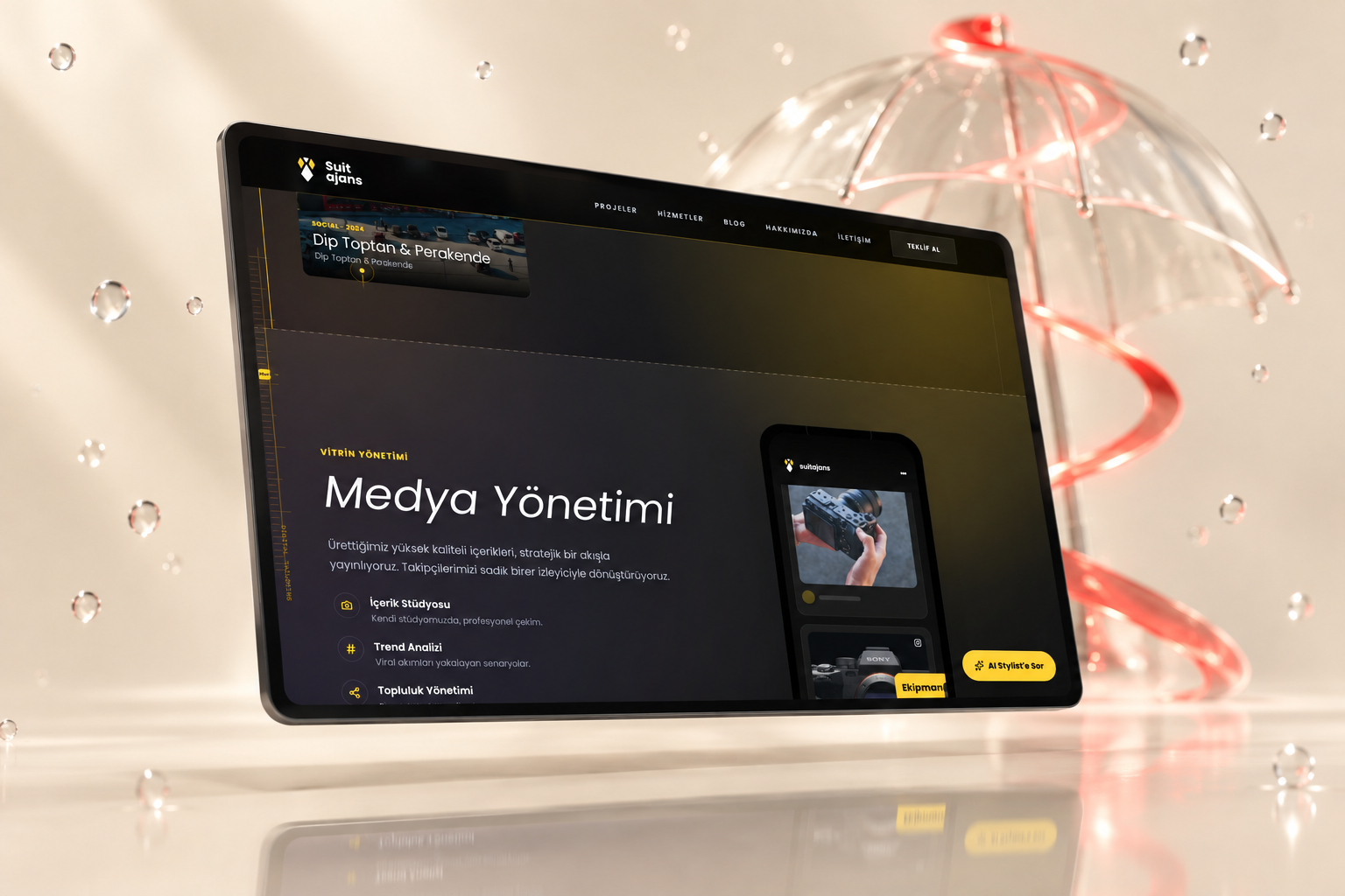 Suit Ajans — masaüstü arayüz detayları