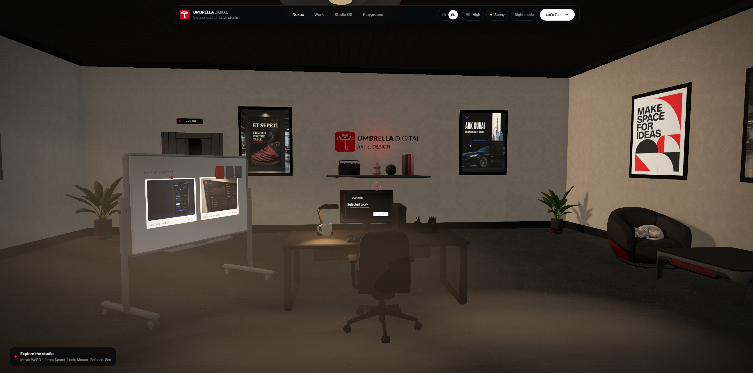 Umbrella Digital sanal atölyesinin 3D önizlemesi